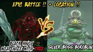 BOSS BOKOBLIN (SILVER) VS BLACK HINOX USING TREE !! + BATTLE LOCATION ! Zelda: Tears of the Kingdom