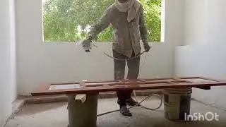 pu polish application of 1st coating of sealer