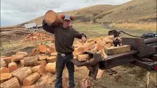 Pushing 16 inch logs through 4x4 square blade .