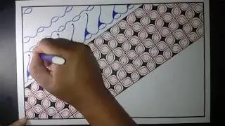 Belajar membuat Kombinasi batik parang dan kawung