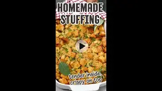 Make the BEST homemade stuffing with bread, garlic, onion, celery, fresh herbs, and broth.