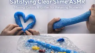 Clear slime ASMR blended with blue tones and sparkling glitter