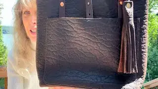 Beautiful Cherry Bison GO FORTH GOODS LARGE POCKET Leather Deluxe Tote Bag .. Bag Hound🐾