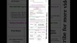 Railway recruitment cell RRC NER Gorakhpar job 2023  #most #video #viral #sots #sarkarinaukarigk