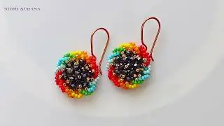 “Color therapy you can wear 🌈✨ Beaded circle earrings” Step by Step tutorial, diy.