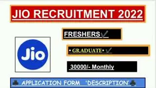 Reliance Jio Recruitment 2022|B.Tech Graduate jobs 2022|IT RECRUITMENT 2022|IT JOBS 2022|