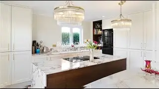 Luxury Kitchen with Marble Island & Chandeliers | Wishaw