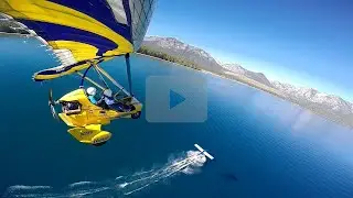 Mystery White and Blue Sea Plane on Lake Tahoe Landing August 23, 2022