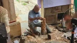 Wood carving at Kim Bong Carpentry Village near Hoi An, Vietnam
