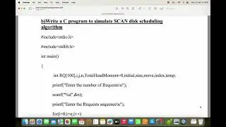 OS Lab || SCAN Scheduling || C Program to implement || Operating Systems Lab || Disk Scheduling