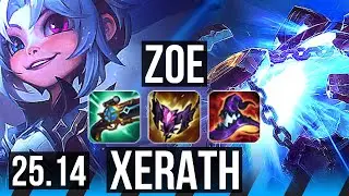 ZOE vs XERATH (MID) | 14/3/13, 1100+ games, Legendary | KR Challenger | 25.14