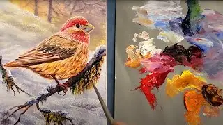 How to Paint a Tiny Bird in Oils – Snowy Mossy Branch Tutorial