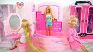 Barbie Bubbling Shower Bathroom Playset Unboxing Blasendusche Badezimmer Barbie Mandi gelembung