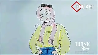 رسم سهل  بنت محجبة كيوت خطوة بخطوة