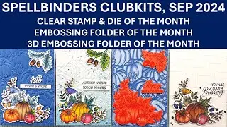 Spellbinders Clubkits Sep 2024 - Clear Stamp/Die,  3D Embossing Folder & Embossing Folder of the Mth