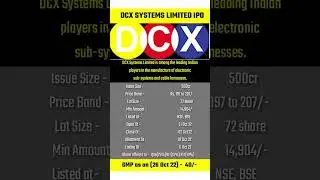 DCX SYSTEMS LIMITED IPO DETAILS #ipo #gmp #ipogmp #gmptoday #sharemarket #stockmarket #shorts