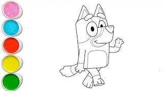 How To Draw Bluey the Puppy | Disney, Painting & Coloring For Kids and Toddlers_ Child Art 🐋🌈🎨