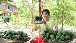 Sticky rice cake with pork recipe cooking by countryside life TV.