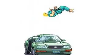 [GIF] Ken Character Destroys The Car from Street Fighter II 