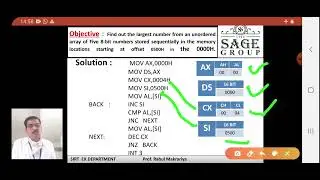Assembly languae program for 8086 microprocessor to find out largest number in a given data array