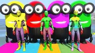 GTA 5 Epic Ragdolls | RED SPIDERMAN VS RED MINION VS GREEN MINION (Euphoria Physics/Funny Fails) #38