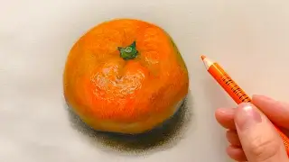 hyper realistic speed drawing : how to draw orange | YUI | colored pencils みかんの描き方 色鉛筆画