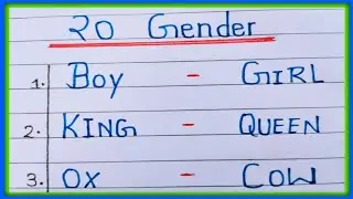 20 Gender Name in English | Masculine And Feminine Gender | Male and Female |