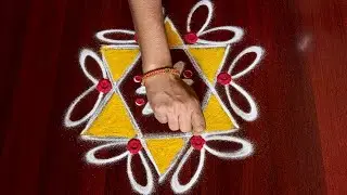 Simple Rangoli designs 1🌸 Festival color kolam🌸Easy Muggulu design🌸Easy Rangoli Kolam