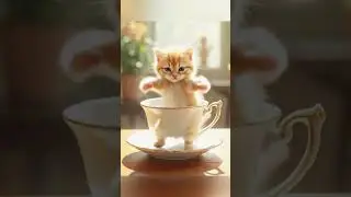 Teacup Twirl | Adorable Kitten Tap Dance on a Saucer 🐾☕💃