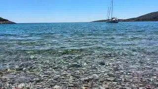 Beautiful Greek beach of Salagona at Chios Island. 