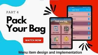 4. Pack Your Bag App - Menu item design and implementation | Android Project Java | Android Studio