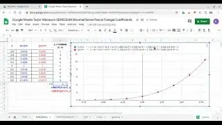 Google Sheets Excel Binomial Pascal Triangle Coefficients using Taylor Series Expansion