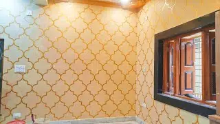 fake wallpaper made waterpruf putty texture complete video || Luxurious wall texture #puttywork
