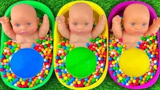 3 Minutes Satisfying Video Mixing Funny Candy ASMR & Make Up in 3 Bathtubs with Magic M&M's Slime