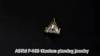 EternalMetal 14Kt Yellow gold Triangle with Cubic Zircon Threadless Top!