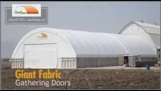 ClearSpan Fabric Structures Giant Fabric Gathering Door on a Tension Fabric Buiilding