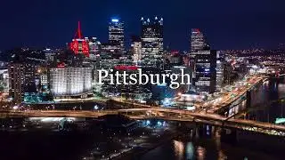 Pittsburgh At Night, Pennsylvania, USA, Ultra HD Drone Footage