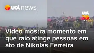 Vídeo: Raio atinge pessoas durante caminhada de Nikolas Ferreira em Brasília; veja momento exato