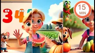 Aprendendo sobre números, vegetais e frutas - Desenho Infantil - Compilado