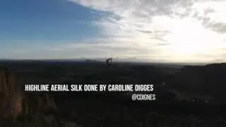 Highlining with aerial silks done by Caroline Dignes