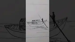easy  boat drawing #boatdrawing#boat sketch #youtubeshorts #akhtar artist
