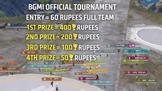BGMI TURNAMENT LIVE STREAM ENTRY 60 RUPEES [FULL TEAM] PRICE POOL=[1300+] WHAT'S APP NO 8475009974.