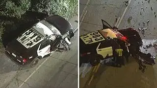 3 LAPD officers injured in crash at end of chase in Reseda