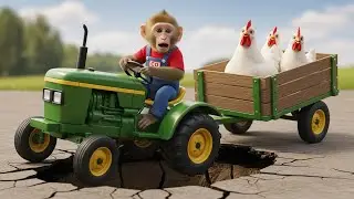 Monkey CO Drives Excavator to Rescue Chickens from a Pit Halloween 🐒🐔 | CO MONKEY TEAM