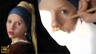 Real Time Drawing Girl with a Pearl Earring(Scarlett Johansson) in Colored Pencil || Part 1