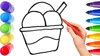 How To Draw cute ice cream Drawing, Painting & Coloring For Kids and Toddlers_ Child Art 🐋🌈🎨