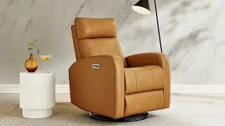 Dayna Leather Swivel Glider Power Recline Chair, Brown
