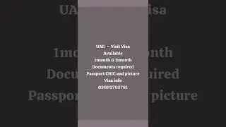 UAE🇦🇪Visit Visa 1month & 2month Available(UAE Visit for Pakistani)#Uae #visit #butttravelandtours