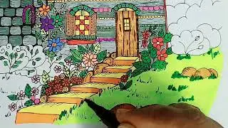 Coloring the Tower House Part 4 | Meditation | Coloring Pages #colouring #meditation #ytviral #art 