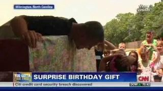 CNN: Dad arrives in box for birthday surprise